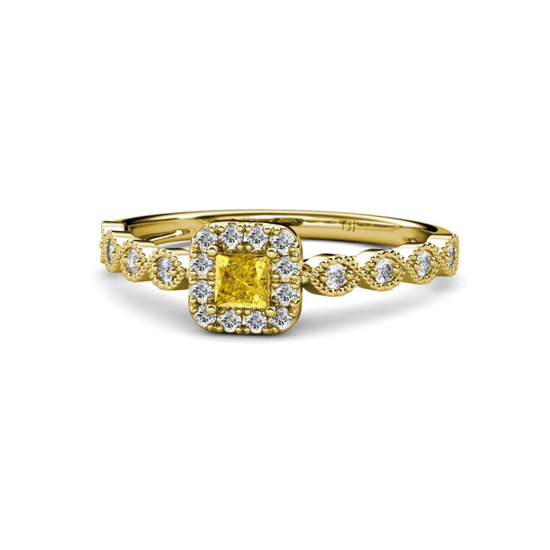 Mavis Prima Yellow Sapphire and Diamond Infinity Halo Engagement Ring 