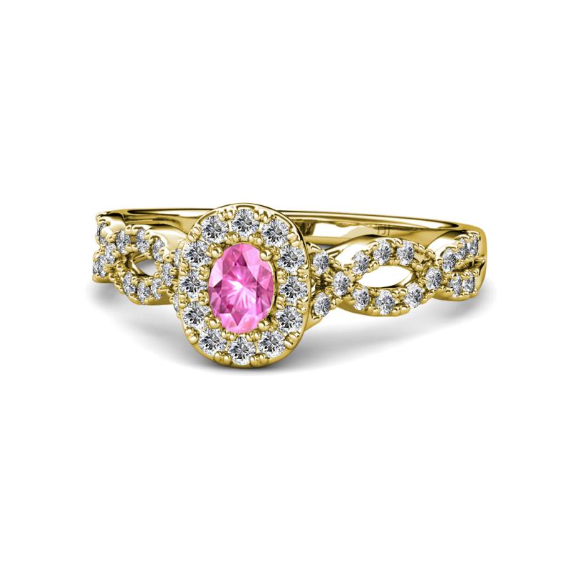 Susan Prima Pink Sapphire and Diamond Halo Engagement Ring 