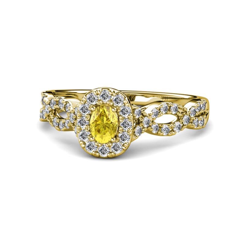 Susan Prima Yellow Sapphire and Diamond Halo Engagement Ring 