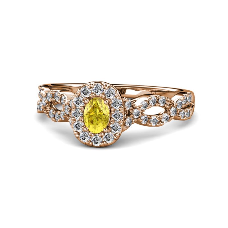 Susan Prima Yellow Sapphire and Diamond Halo Engagement Ring 