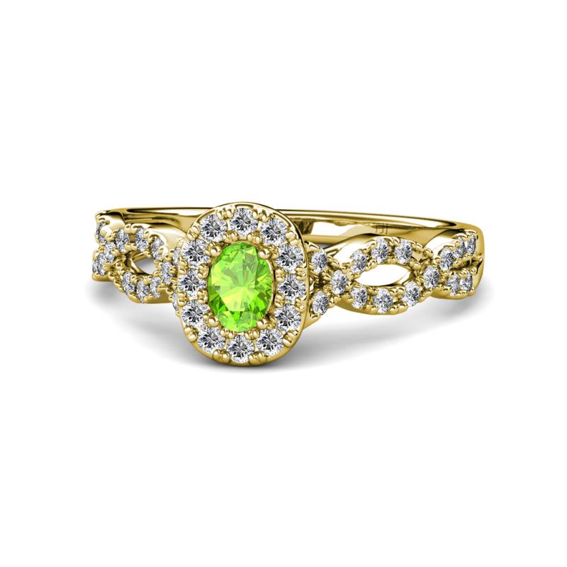 Susan Prima Peridot and Diamond Halo Engagement Ring 