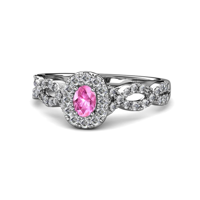 Susan Prima Pink Sapphire and Diamond Halo Engagement Ring 