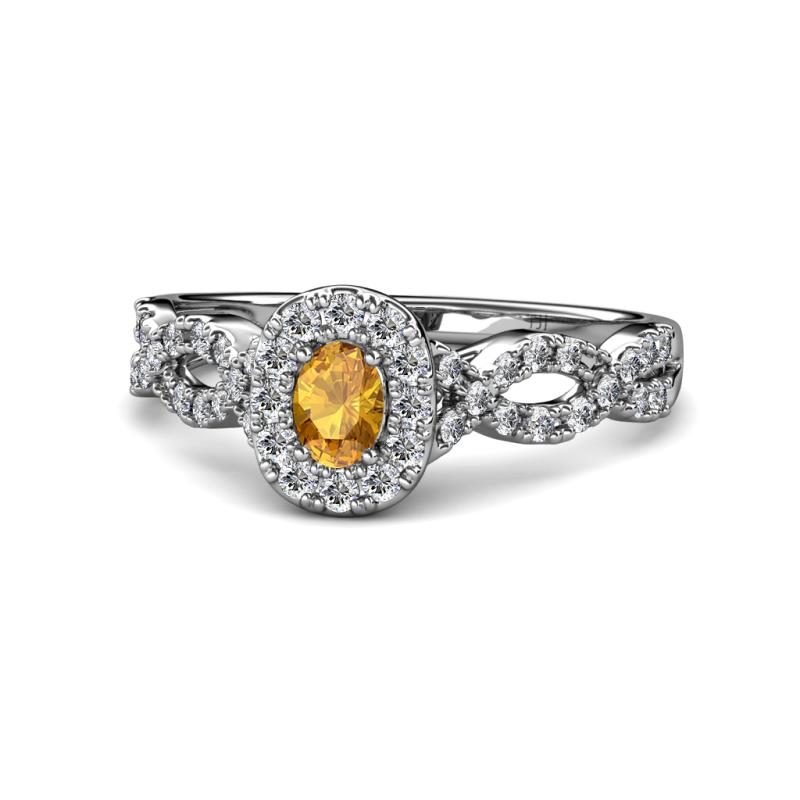 Susan Prima Citrine and Diamond Halo Engagement Ring 