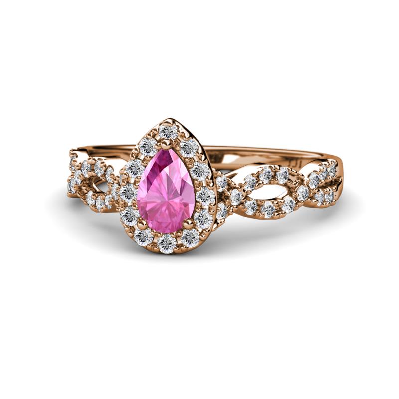 Susan Prima Pink Sapphire and Diamond Halo Engagement Ring 