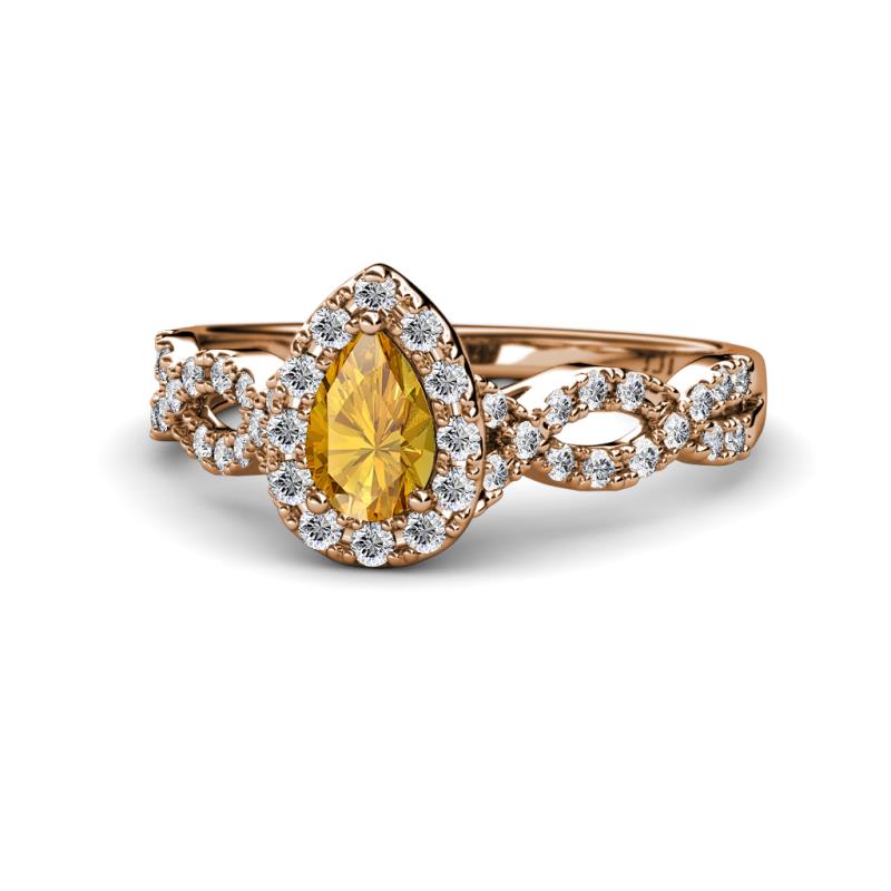 Susan Prima Citrine and Diamond Halo Engagement Ring 