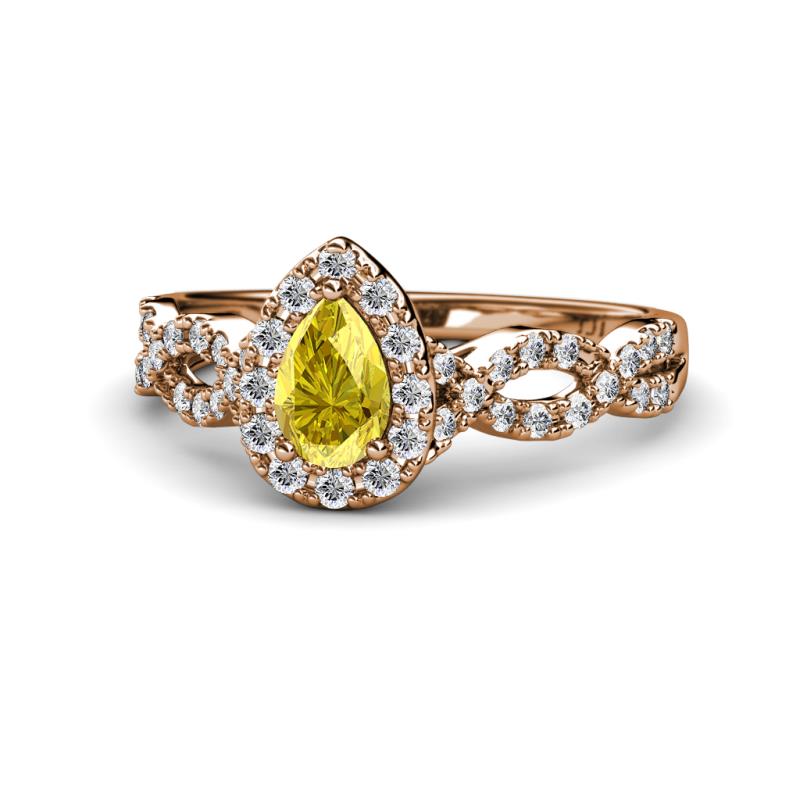 Susan Prima Yellow Sapphire and Diamond Halo Engagement Ring 