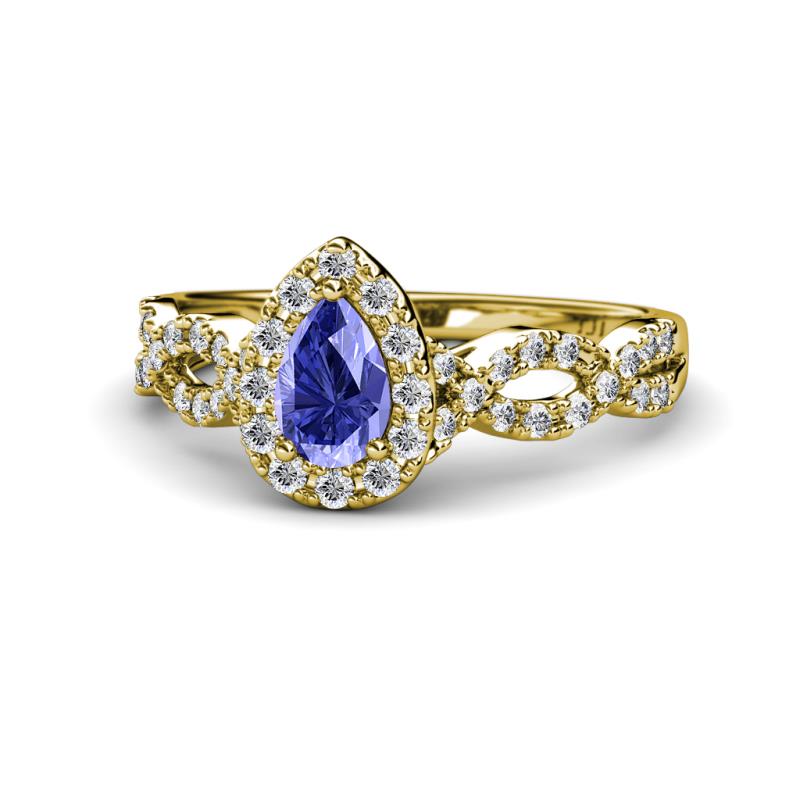 Susan Prima Tanzanite and Diamond Halo Engagement Ring 