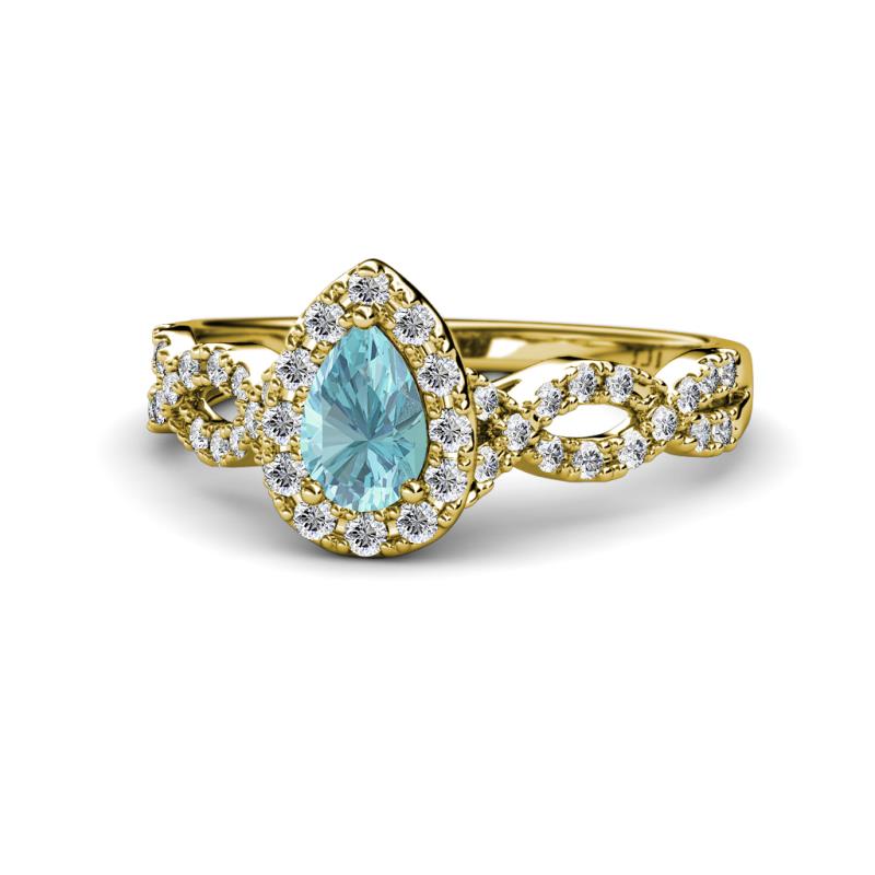 Susan Prima Aquamarine and Diamond Halo Engagement Ring 