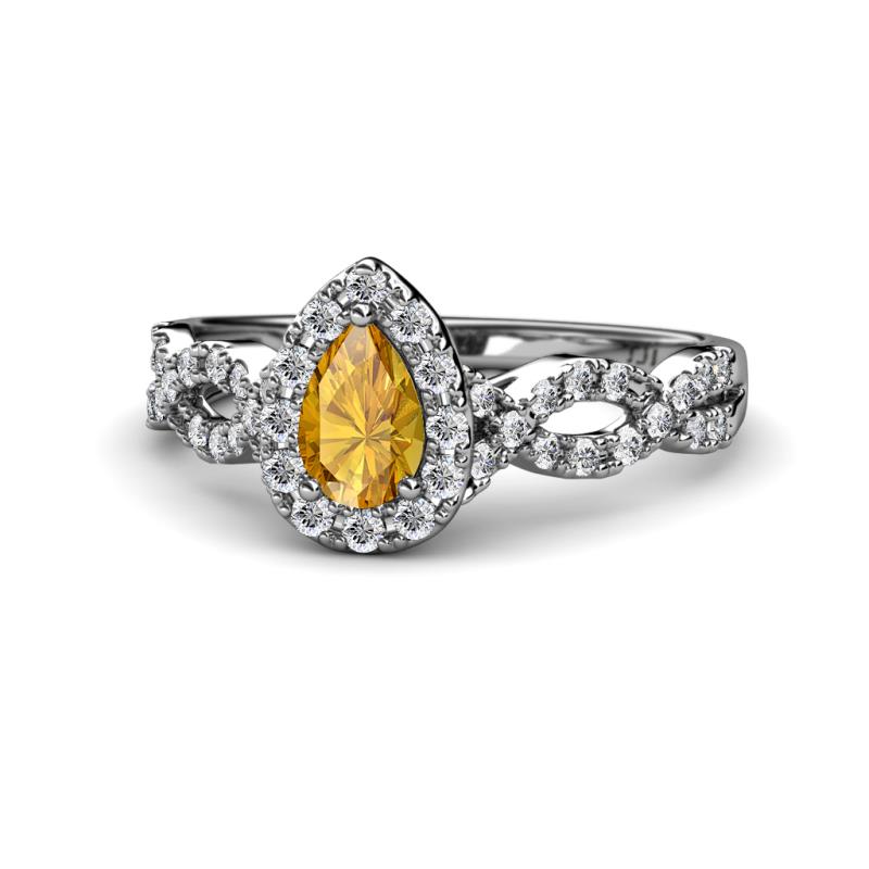 Susan Prima Citrine and Diamond Halo Engagement Ring 