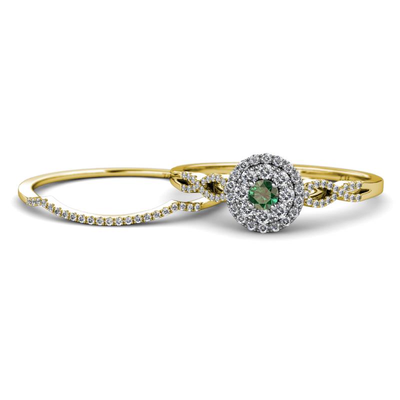 Iliana Prima Diamond and Lab Created Alexandrite Halo Bridal Set Ring 