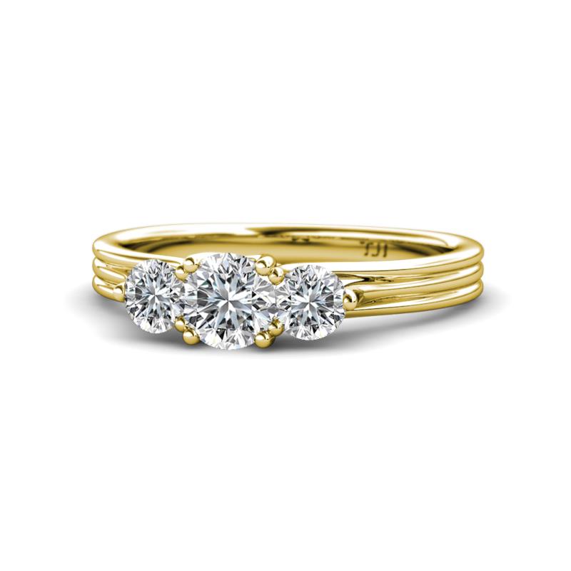 Alyssa 0.95 ctw (5.50 mm) Round Lab Grown Diamond Three Stone Engagement Ring 