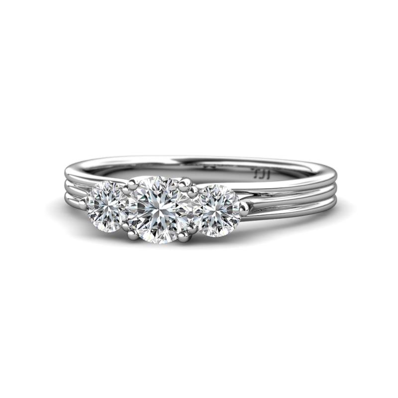 Alyssa 0.95 ctw (5.50 mm) Round Lab Grown Diamond Three Stone Engagement Ring 