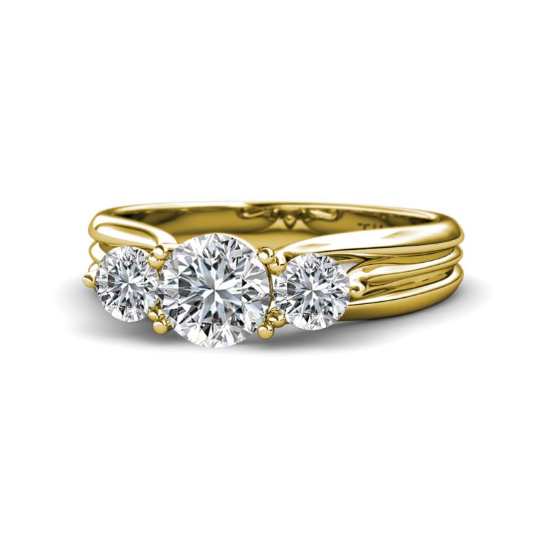 Alyssa 1.44 ctw (6.50 mm) IGI Certified Round Lab Grown Diamond (VS1/F) Three Stone Engagement Ring 