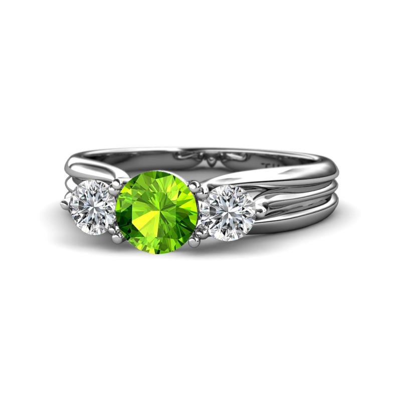 Alyssa 1.54 ctw (6.50 mm) Round Peridot and Lab Grown Diamond Three Stone Engagement Ring 