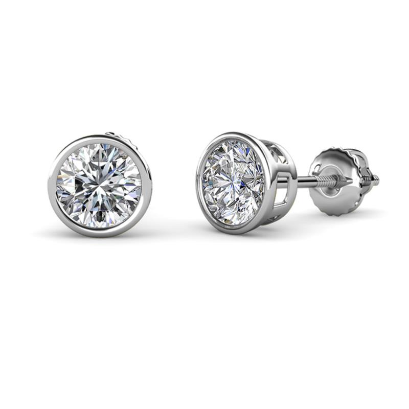 Carys 1.00 ctw (5.00 mm) Round Lab Grown Diamond Bezel Set Solitaire Stud Earrings 