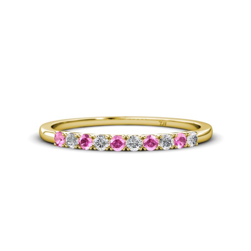 Emlynn 2.40 mm Pink Sapphire and Diamond 10 Stone Wedding Band 