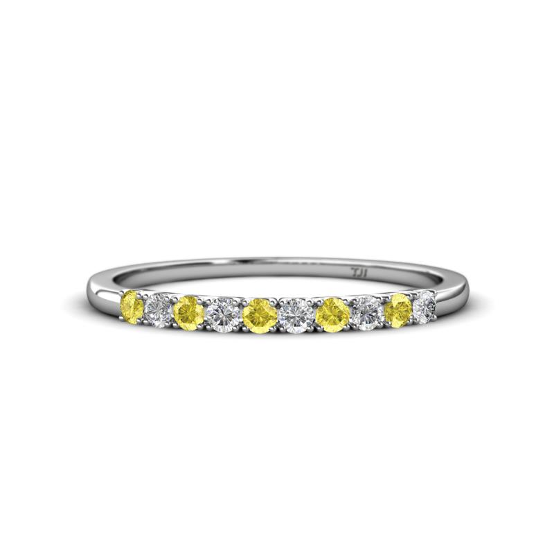 Emlynn 2.40 mm Yellow Sapphire and Diamond 10 Stone Wedding Band 