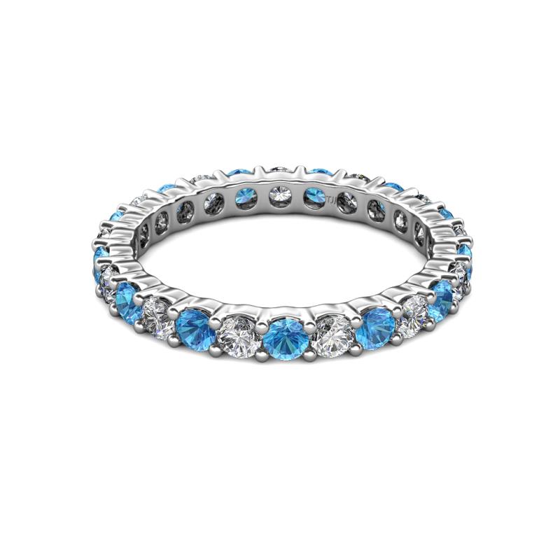 Joyce Blue Topaz and Lab Grown Diamond Womens Eternity Ring Stackable 2 ...