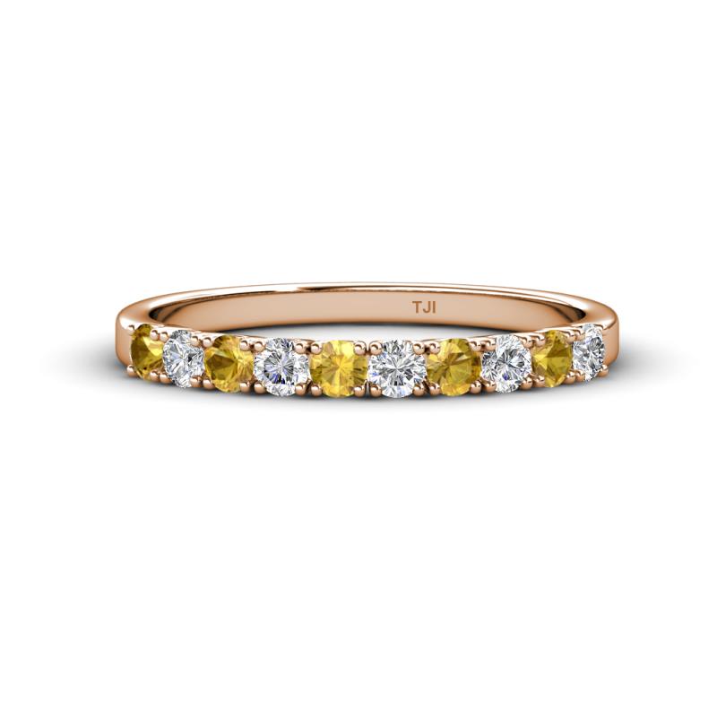 Emlynn 2.70 mm Citrine and Diamond 10 Stone Wedding Band 