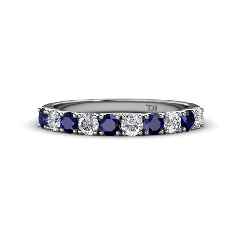 Emlynn 3.00 mm Blue Sapphire and Diamond 10 Stone Wedding Band 