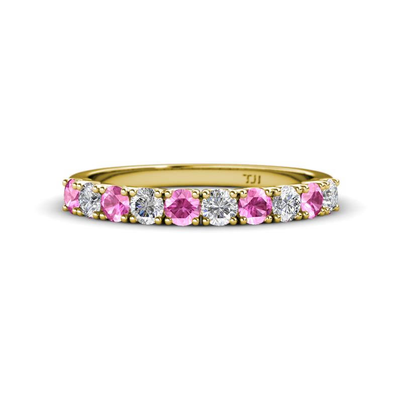 Emlynn 3.00 mm Pink Sapphire and Diamond 10 Stone Wedding Band 