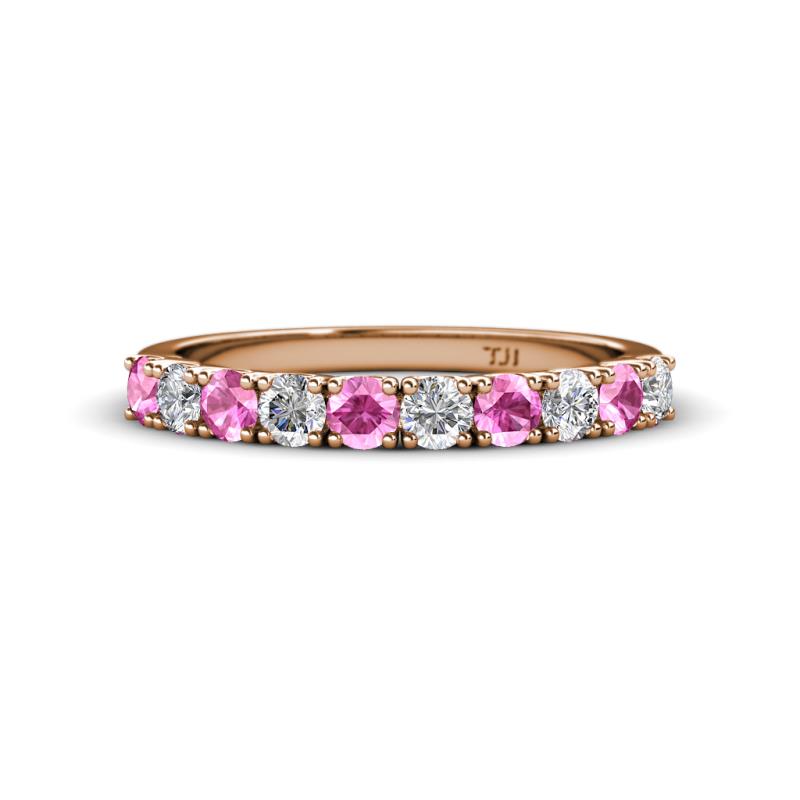 Emlynn 3.00 mm Pink Sapphire and Diamond 10 Stone Wedding Band 