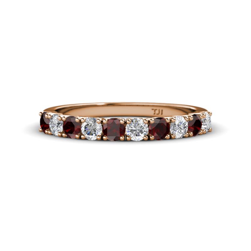 Emlynn 3.00 mm Red Garnet and Diamond 10 Stone Wedding Band 