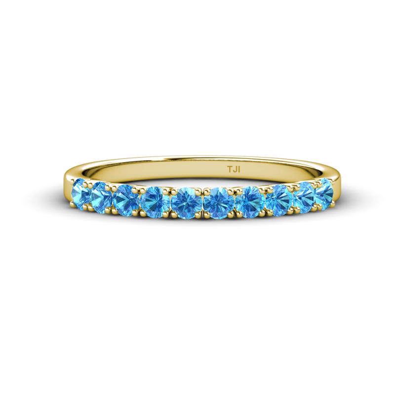 Emlynn 2.70 mm Blue Topaz 10 Stone Wedding Band 