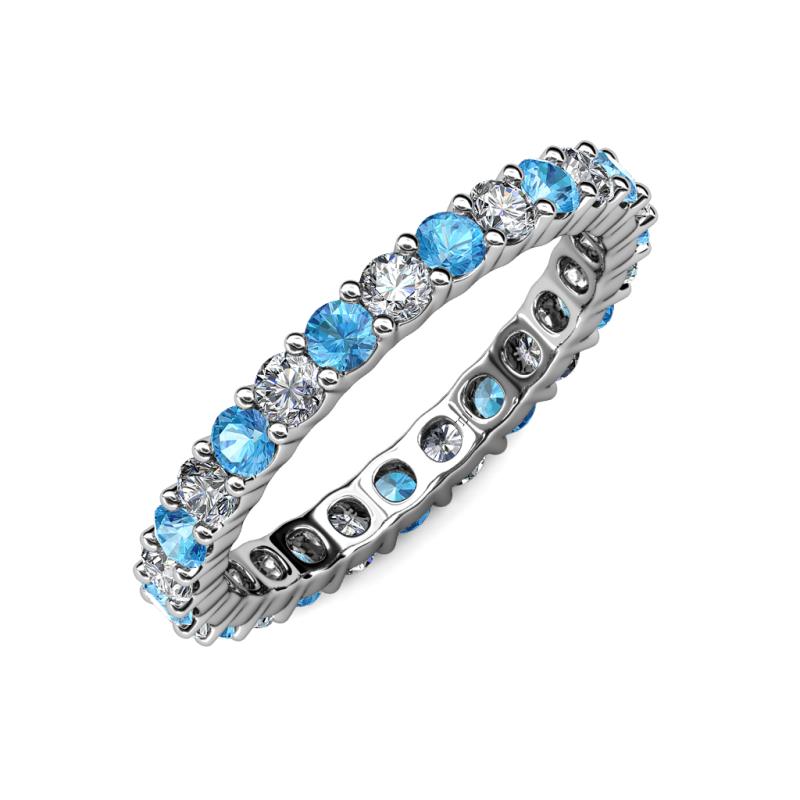 Joyce Blue Topaz and Lab Grown Diamond Womens Eternity Ring Stackable 2 ...