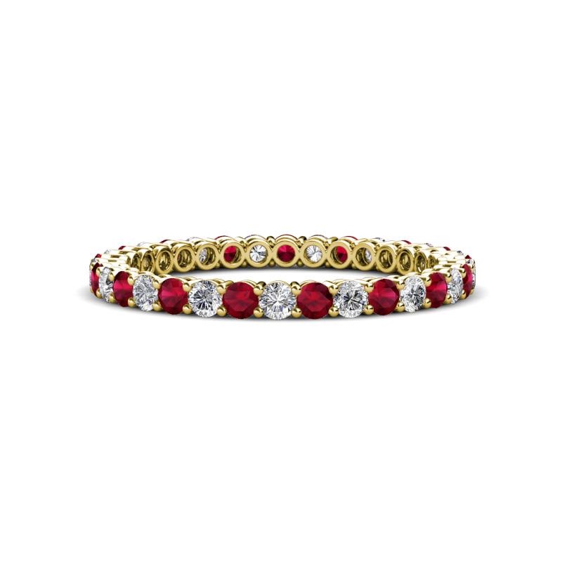 Tiffany 2.00 mm Ruby and Lab Grown Diamond Eternity Band 