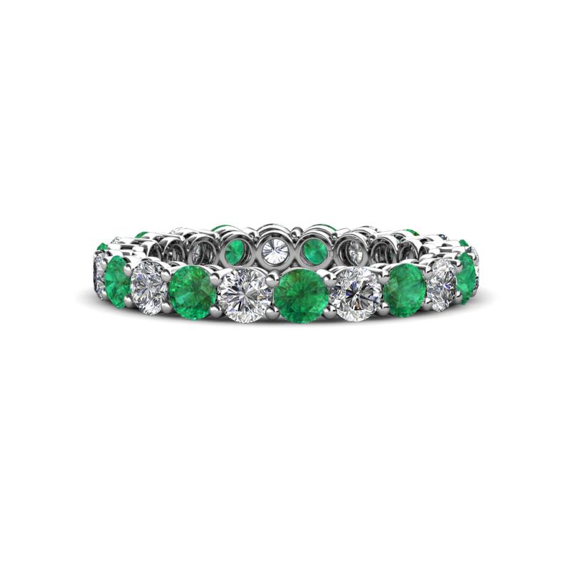 Tiffany 3.00 mm Emerald and Lab Grown Diamond Eternity Band 