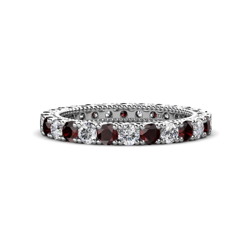 Ellen 2.70 mm Red Garnet and Lab Grown Diamond Eternity Band 