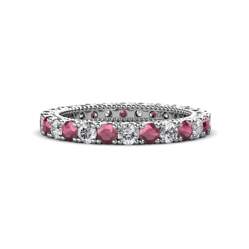 Ellen 2.70 mm Rhodolite Garnet and Lab Grown Diamond Eternity Band 