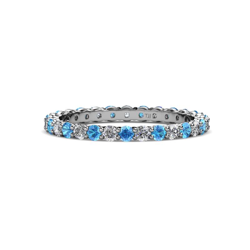 Evelyn 2.00 mm Blue Topaz and Lab Grown Diamond Eternity Band 
