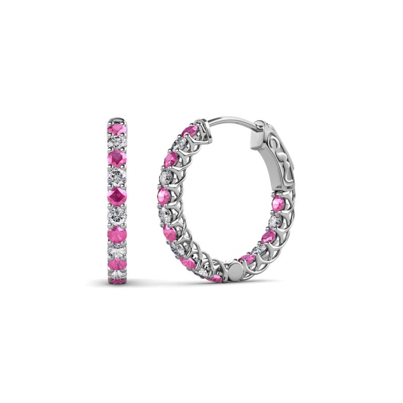 Amara Pink Sapphire and Lab Grown Diamond Hoop Earrings 