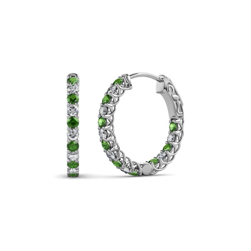 Amara Green Garnet and Lab Grown Diamond Hoop Earrings 