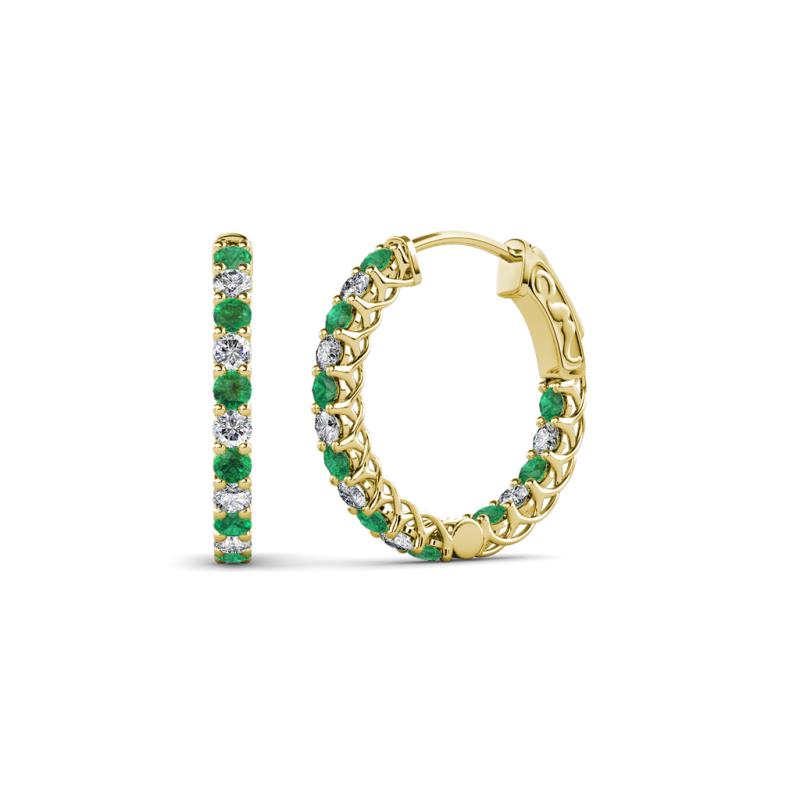 Amara Emerald and Lab Grown Diamond Hoop Earrings 