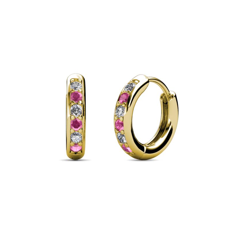 Cianna 1.80mm (0.31 ctw) Petite Pink Sapphire and Lab Grown Diamond Hoop Earrings 