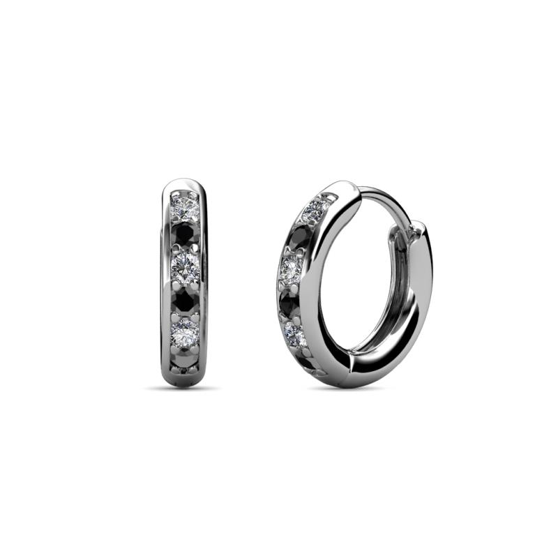 Cianna 1.80mm (0.31 ctw) Petite Black Diamond and White Lab Grown Diamond Hoop Earrings 