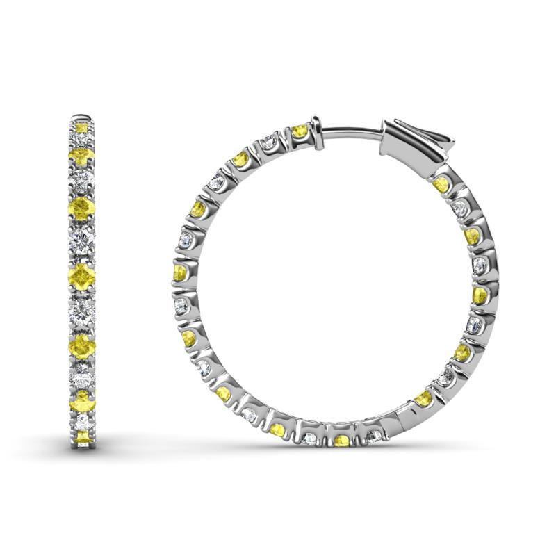 Melissa 1.00 ctw (1.70 mm) Inside Outside Round Yellow Sapphire and Lab Grown Diamond Eternity Hoop Earrings 