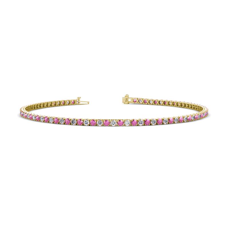 Leslie 2.00 mm Pink Sapphire and Lab Grown Diamond Eternity Tennis Bracelet 