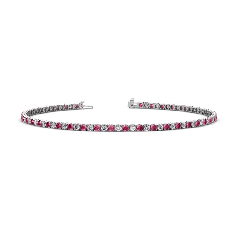 Leslie 2.00 mm Pink Tourmaline and Lab Grown Diamond Eternity Tennis Bracelet 