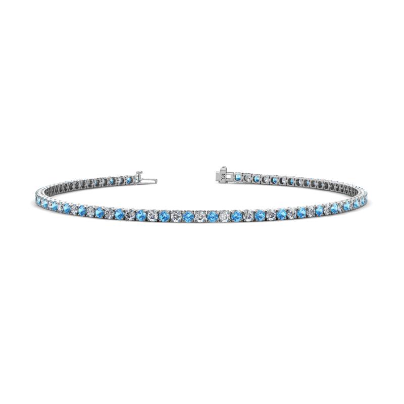 Leslie 2.00 mm Blue Topaz and Lab Grown Diamond Eternity Tennis Bracelet 