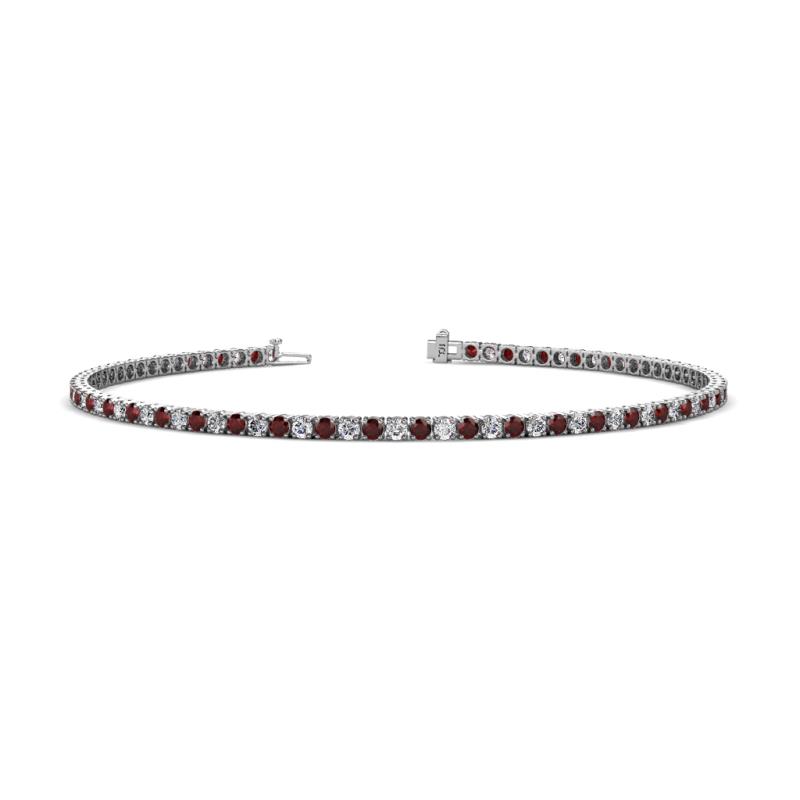 Leslie 2.00 mm Red Garnet and Lab Grown Diamond Eternity Tennis Bracelet 