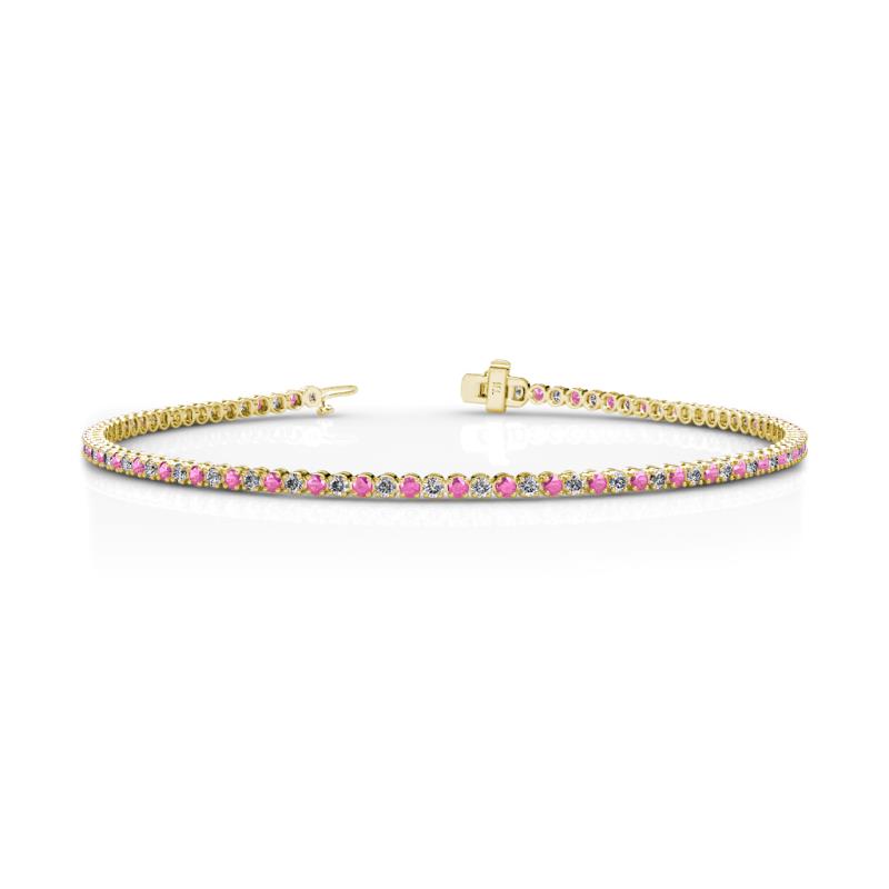 Izarra 2.00 mm Pink Sapphire and Lab Grown Diamond Eternity Tennis Bracelet 
