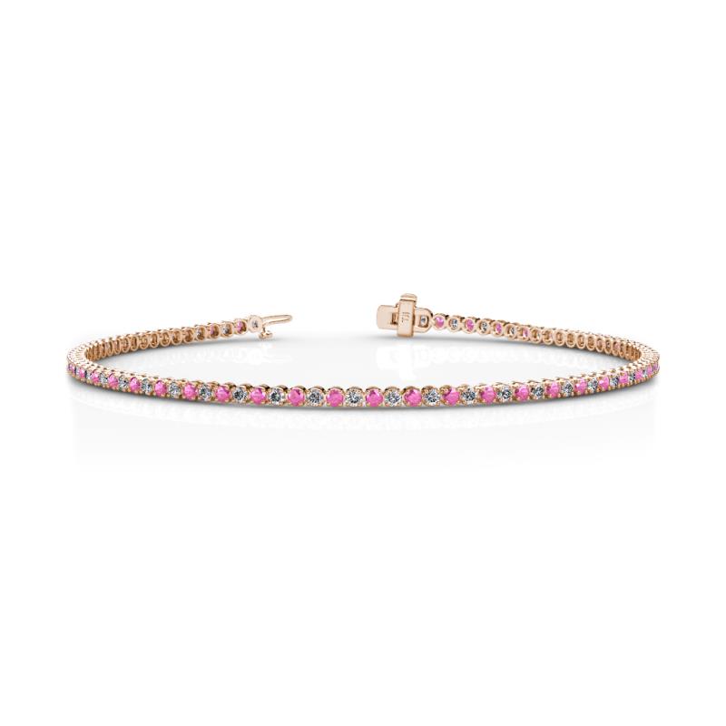 Izarra 2.00 mm Pink Sapphire and Lab Grown Diamond Eternity Tennis Bracelet 