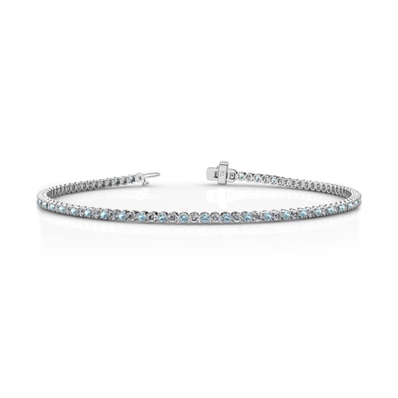 Izarra 2.00 mm Aquamarine and Lab Grown Diamond Eternity Tennis Bracelet 