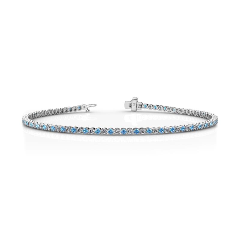 Izarra 2.00 mm Blue Topaz and Lab Grown Diamond Eternity Tennis Bracelet 