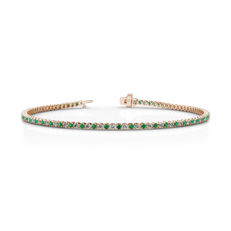 Izarra 2.00 mm Emerald and Lab Grown Diamond Eternity Tennis Bracelet 