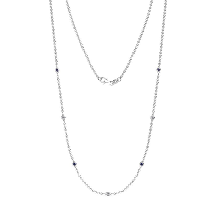Salina (7 Stn/1.9mm) Blue Sapphire and Lab Grown Diamond on Cable Necklace 